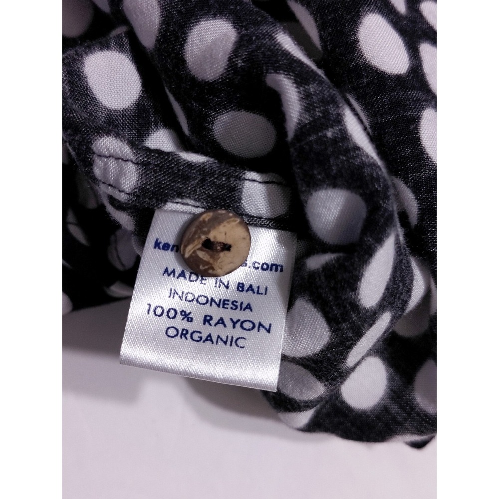 KENNY FLOWERS Short Sleeve Camp Shirt Rayon Black Polka Dots XXL 2XL - Picture 7 of 10